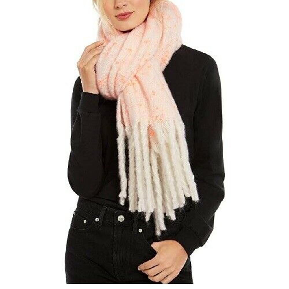 DKNY Pop-Neon Speckled Scarf Wrap Fringe Edge OS